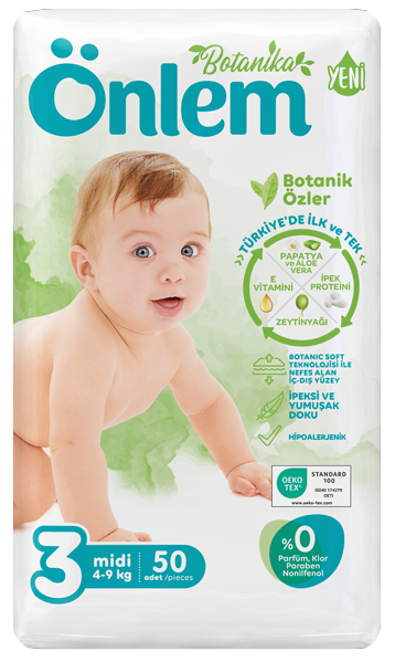 Önlem Botanika Bebek Bezi İkili Jumbo Paket Midi 50 Adet (4-9 kg) - 1